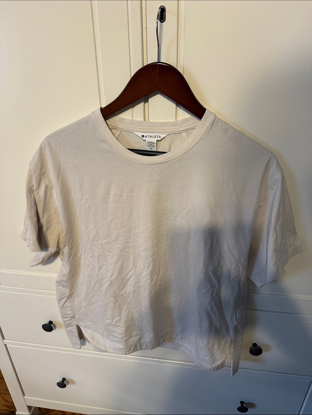 Athleta Cream Short Sleeve Crewneck Tee